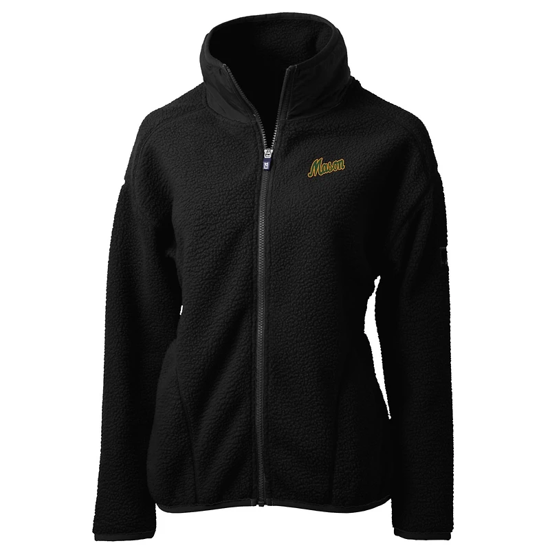 Veste polaire zippée intégrale en sherpa écologique Cascade George Mason Patriots pour femme Cutter & Buck Black