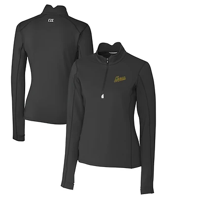 Women's Cutter & Buck Black George Mason Patriots Traverse Stretch Quarter-Zip Pullover Top