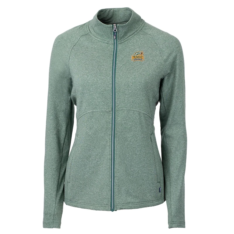 Veste zippée intégrale Cutter & Buck pour femme, vert chiné, George Mason Patriots Adapt Eco Knit recyclé