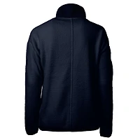 Women's Cutter & Buck  Navy George Washington University Cascade Eco Sherpa Full-Zip Fleece Jacket