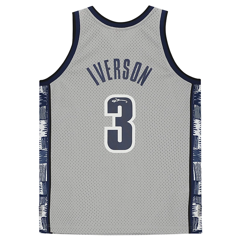 Allen Iverson Gray Georgetown Hoyas Autographed 1995-96 Mitchell & Ness Replica Jersey