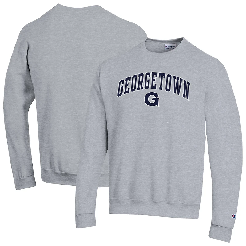 Men's Champion  Heather Gray Georgetown Hoyas Arch Over Logo Pullover Sweatshirt