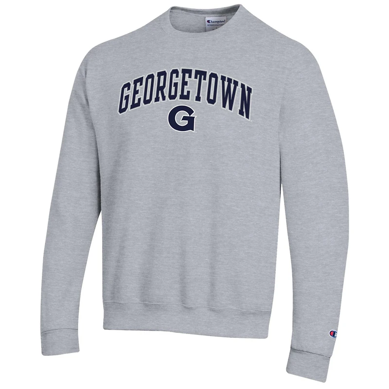 Men's Champion  Heather Gray Georgetown Hoyas Arch Over Logo Pullover Sweatshirt