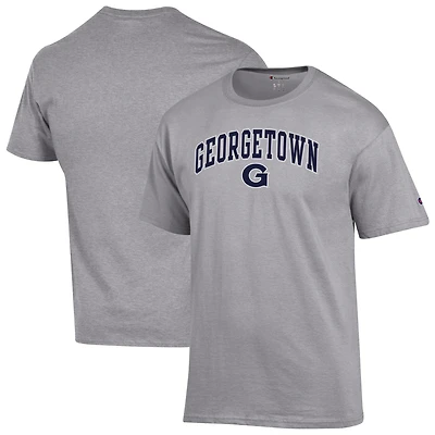 T-shirt Champion Heather Grey pour homme avec logo Arch Over des Georgetown Hoyas
