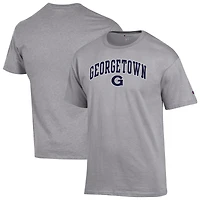 T-shirt Champion Heather Grey pour homme avec logo Arch Over des Georgetown Hoyas