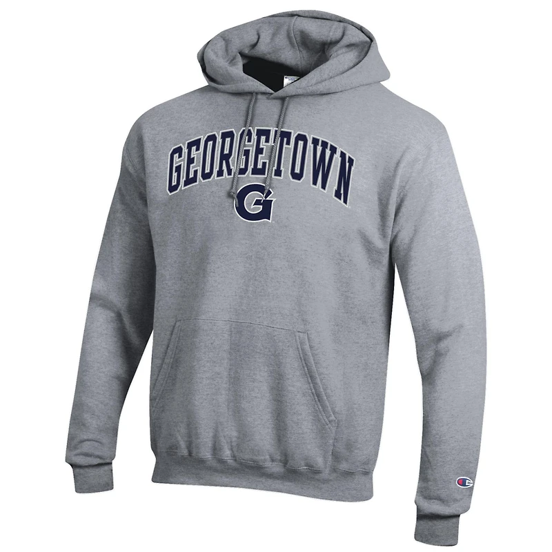 Men's Champion  Heather Gray Georgetown Hoyas Arched Logo Fleece Pullover Hoodie