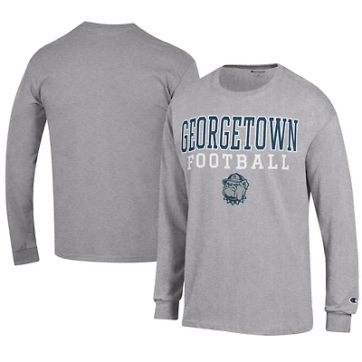 Men's Champion  Gray Georgetown Hoyas Football Jersey Long Sleeve T-Shirt