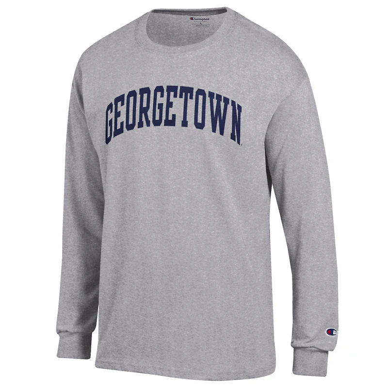 Men's Champion  Heather Gray Georgetown Hoyas Basic Arch Long Sleeve T-Shirt