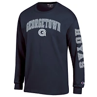 T-shirt à manches longues Champion Navy Georgetown Hoyas pour homme avec logo Arch Over 2-Hit