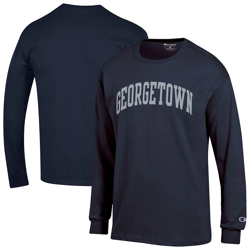 Men's Champion Heather Gray Georgetown Hoyas Basic Arch Long Sleeve T-Shirt