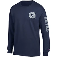 Champion Navy Georgetown Hoyas Team Stack T-shirt à manches longues pour homme