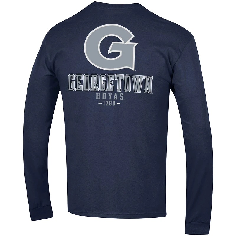 Champion Navy Georgetown Hoyas Team Stack T-shirt à manches longues pour homme