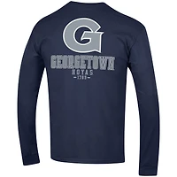 Champion Navy Georgetown Hoyas Team Stack T-shirt à manches longues pour homme