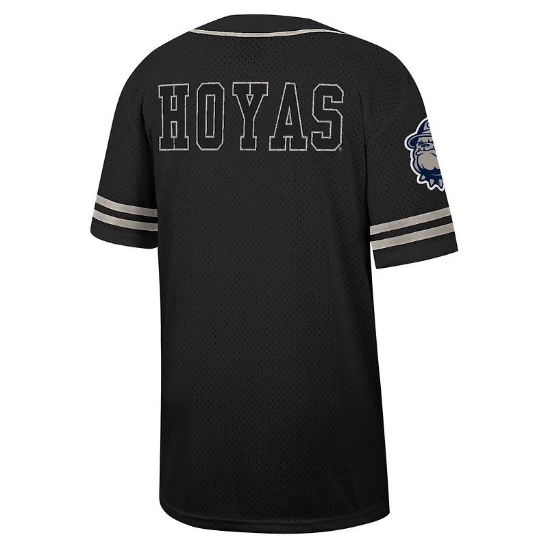 Maillot de baseball boutonné en maille Free Spirited Georgetown Hoyas Colosseum noir pour hommes