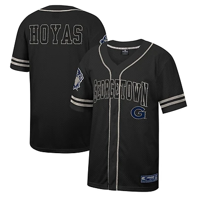 Maillot de baseball boutonné en maille Free Spirited Georgetown Hoyas Colosseum noir pour hommes