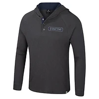 T-shirt à capuche manches longues Henley pour homme Colosseum Charcoal Georgetown Hoyas Dujour Ralgan