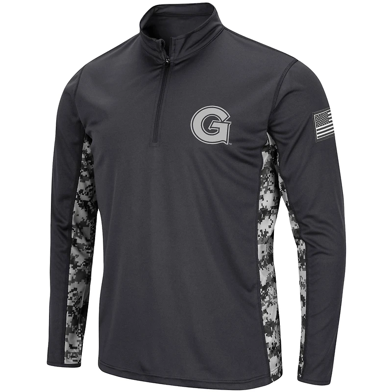 Colosseum Charcoal Georgetown Hoyas OHT Military Appreciation Digital Camo Lightweight Quarter-Zip Pullover pour homme