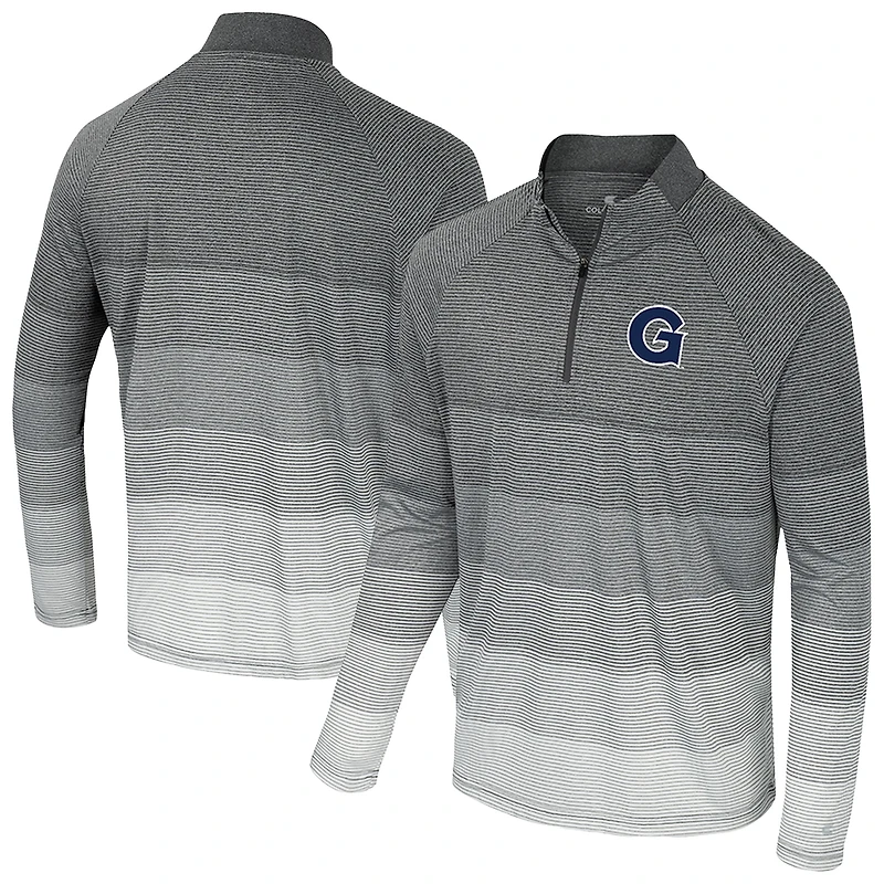 Coupe-vent raglan à col zippé en maille rayée Colosseum Gray Georgetown Hoyas AI pour homme
