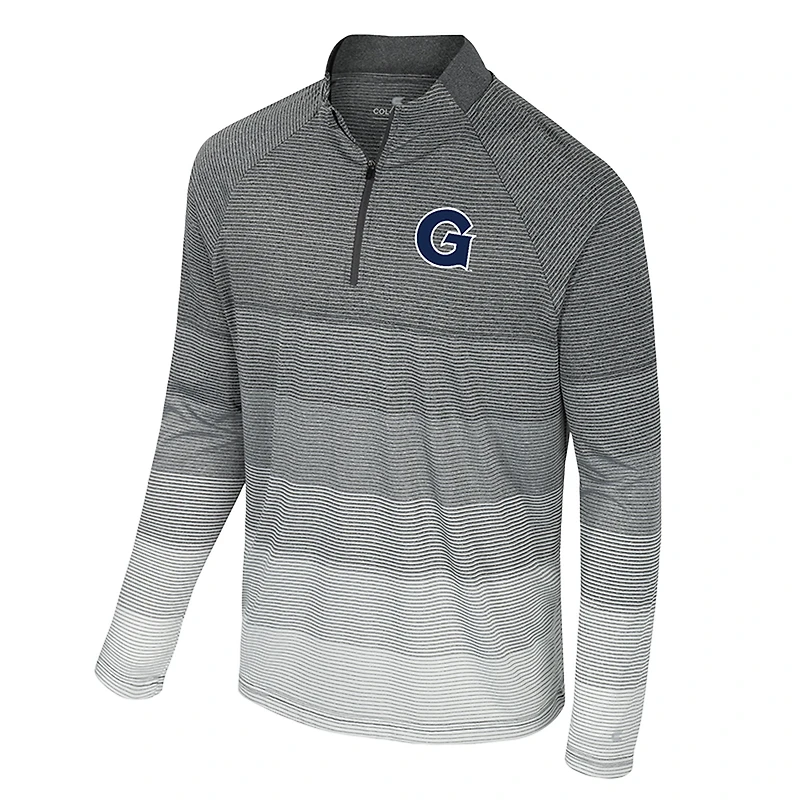 Coupe-vent raglan à col zippé en maille rayée Colosseum Gray Georgetown Hoyas AI pour homme