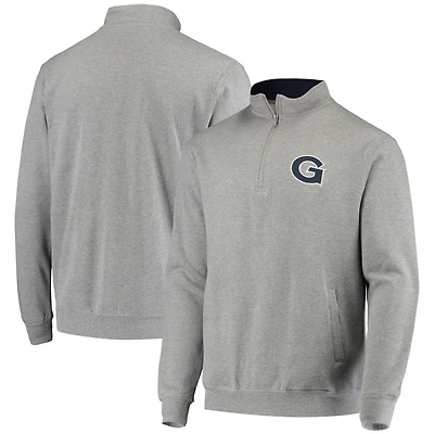 Men's Colosseum Heathered Gray Georgetown Hoyas Tortugas Logo Quarter-Zip Jacket