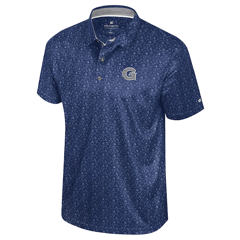 Polo bleu marine à imprimé football Colosseum pour homme, Georgetown Hoyas