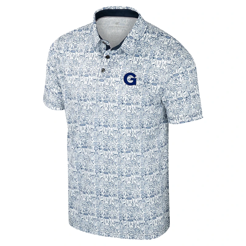 Men's Colosseum Navy Georgetown Hoyas It's Time! Allover Print Polo