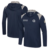Men's Colosseum Navy Georgetown Hoyas OHT Military Appreciation Quarter-Zip Hoodie Jacket