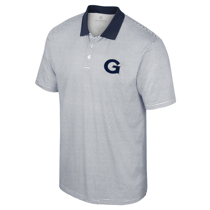 Men's Colosseum White Georgetown Hoyas Print Stripe Polo