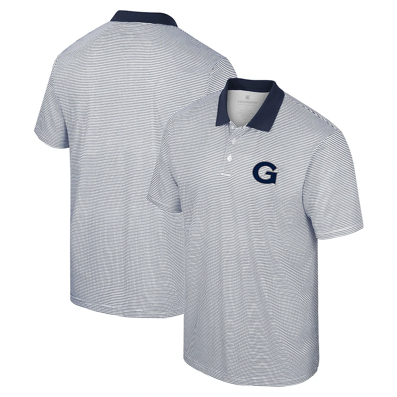 Men's Colosseum White Georgetown Hoyas Print Stripe Polo