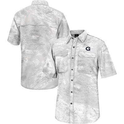 Men's Colosseum  White Georgetown Hoyas Realtree Aspect Charter Full-Button Fishing Shirt