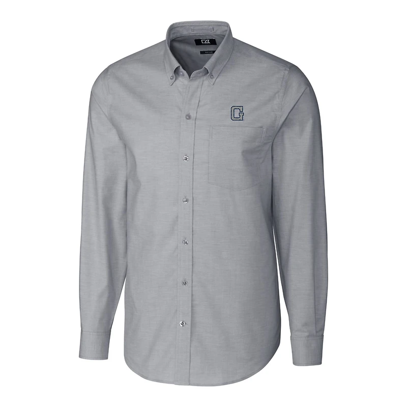 Men's Cutter & Buck Charcoal Georgetown Hoyas Vault Big Tall Oxford Long Sleeve Button-Down Shirt