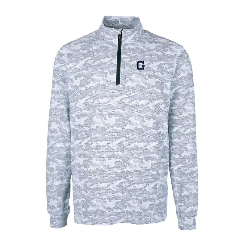 Men's Cutter & Buck Charcoal Georgetown Hoyas Vault Traverse Camo Print Stretch Quarter-Zip Pullover Top