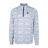 Men's Cutter & Buck Charcoal Georgetown Hoyas Vault Traverse Camo Print Stretch Quarter-Zip Pullover Top