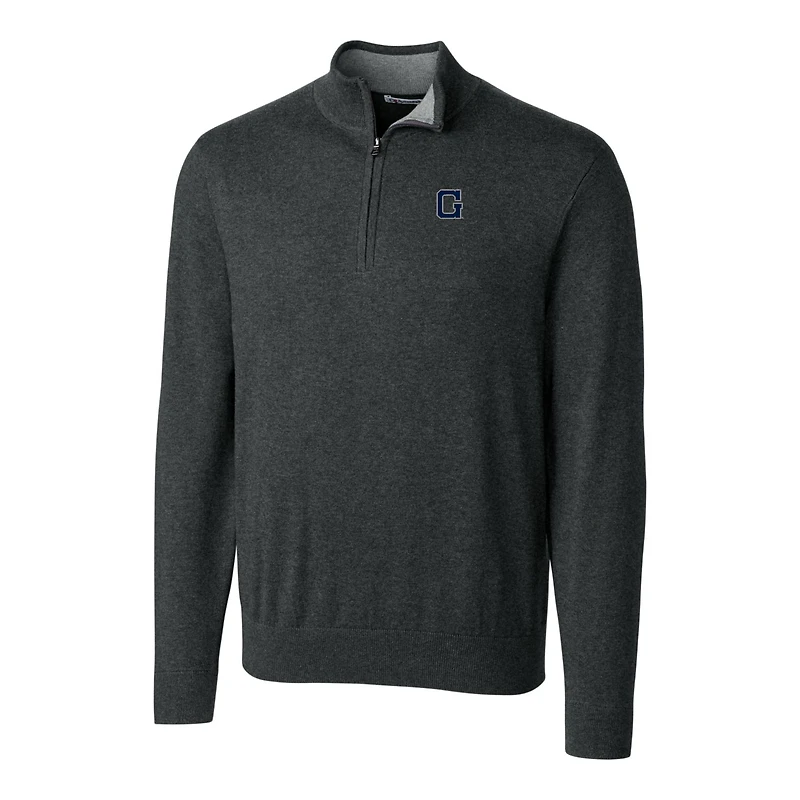 Men's Cutter & Buck Heather Charcoal Georgetown Hoyas Lakemont Quarter-Zip Pullover Sweater