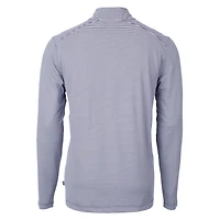Men's Cutter & Buck  Navy/White Georgetown Hoyas Big Tall Virtue Eco Pique Micro Stripe Recycled Quarter-Zip Pullover Top