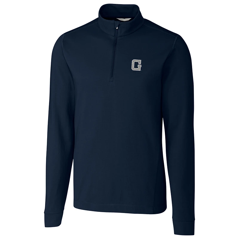 Men's Cutter & Buck Navy Georgetown Hoyas Big Tall College Vault Advantage Tri-Blend Quarter-Zip Pullover Jacket