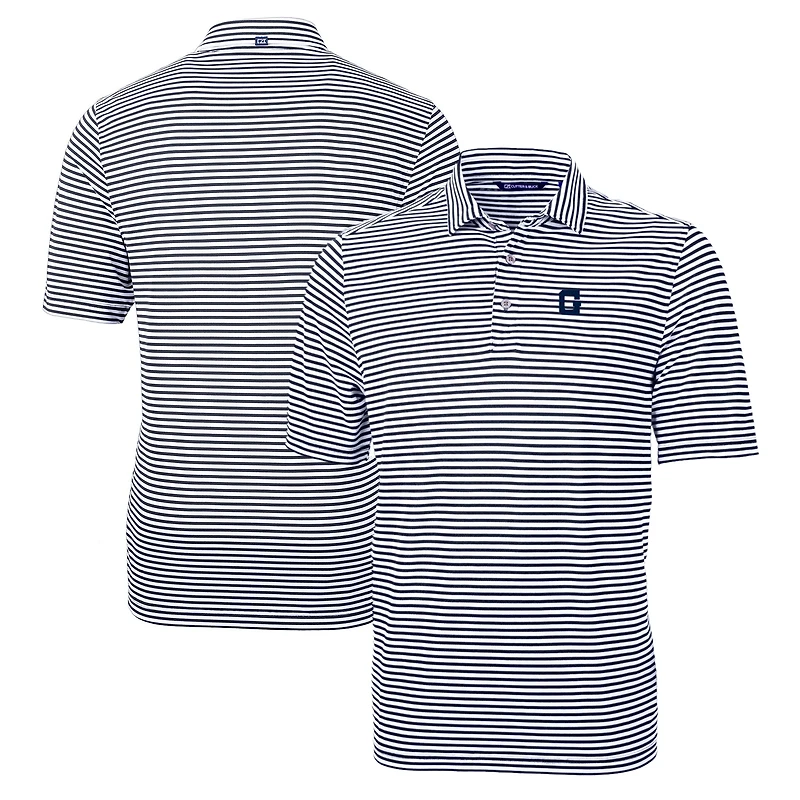 Men's Cutter & Buck Navy Georgetown Hoyas Big Tall Team Logo Virtue Eco Pique Stripe Recycled Polo