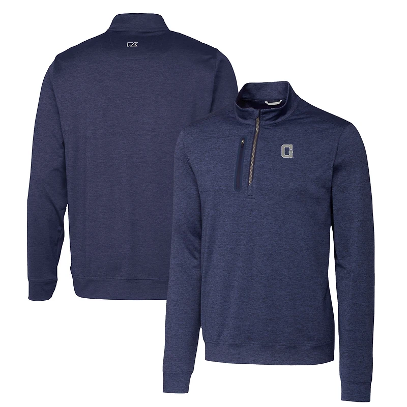 Pull-over zippé quart de tour pour homme, bleu marine, Georgetown Hoyas Heathered Vault Stealth, Cutter & Buck