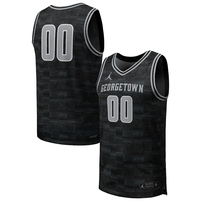 Men's Jordan Brand #00 Black Georgetown Hoyas Replica Basketball Jersey