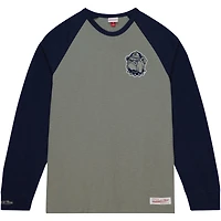 T-shirt à manches longues raglan flammé légendaire Georgetown Hoyas gris Mitchell & Ness pour hommes