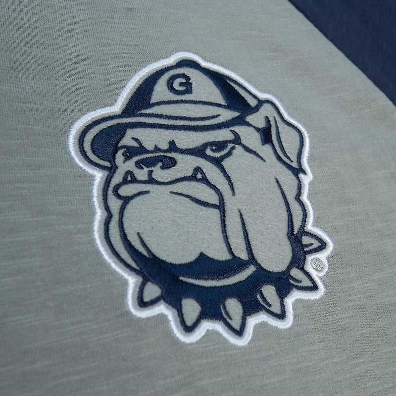 T-shirt à manches longues raglan flammé légendaire Georgetown Hoyas gris Mitchell & Ness pour hommes