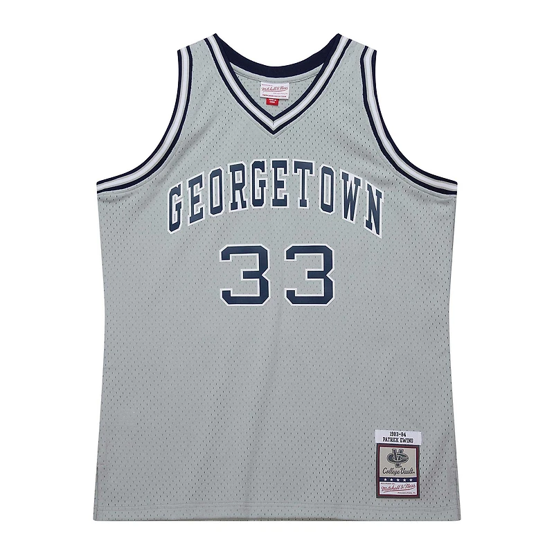 Maillot de joueur Swingman Mitchell & Ness Patrick Ewing gris Georgetown Hoyas 1983/84 pour hommes
