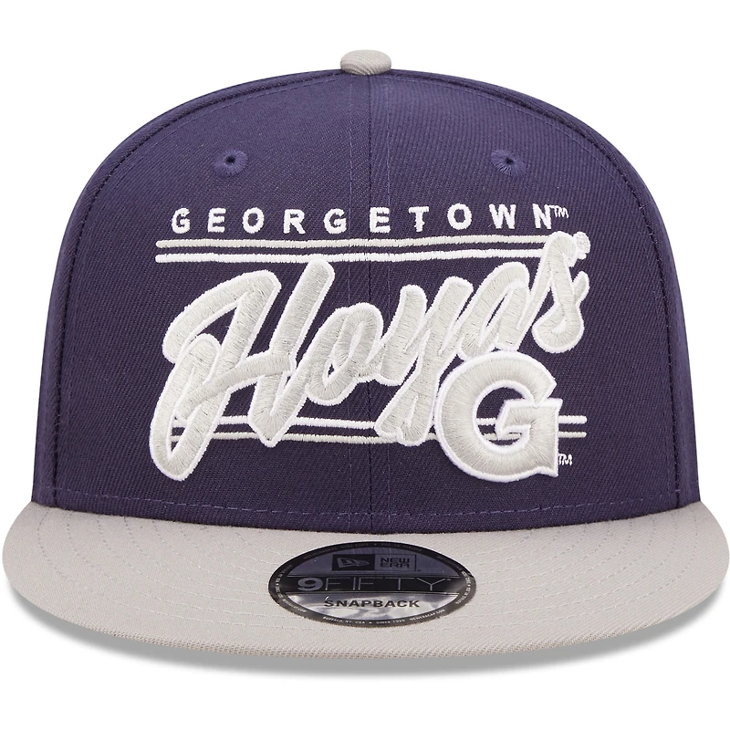 Casquette Snapback 9FIFTY Georgetown Hoyas Team Script New Era bleu marine pour homme