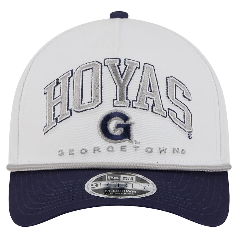 Men's New Era White/Navy Georgetown Hoyas Arch Two-Tone Rope 9FORTY A-Frame M-Crown Adjustable Hat