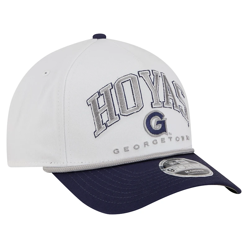 Men's New Era White/Navy Georgetown Hoyas Arch Two-Tone Rope 9FORTY A-Frame M-Crown Adjustable Hat