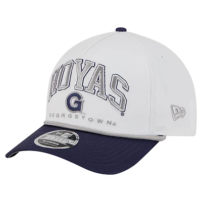 Casquette ajustable New Era 9FORTY A-Frame M-Crown pour homme, blanche/bleu marine, Georgetown Hoyas Arch, corde bicolore