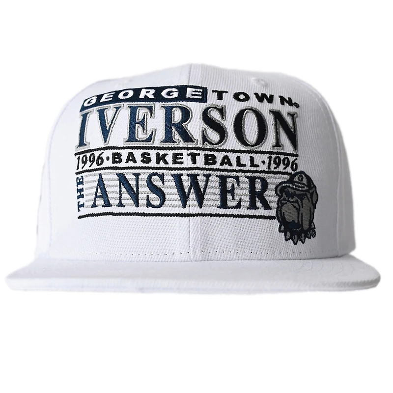 Casquette snapback Allen Iverson blanche pour homme, motif Roots of Fight, Georgetown Hoyas 1996