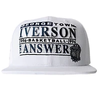 Casquette snapback Allen Iverson blanche pour homme, motif Roots of Fight, Georgetown Hoyas 1996