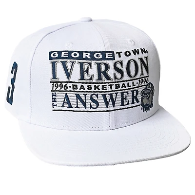 Casquette snapback Allen Iverson blanche pour homme, motif Roots of Fight, Georgetown Hoyas 1996
