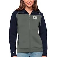 Women's Antigua Navy/Steel Georgetown Hoyas Protect Full-Zip Jacket